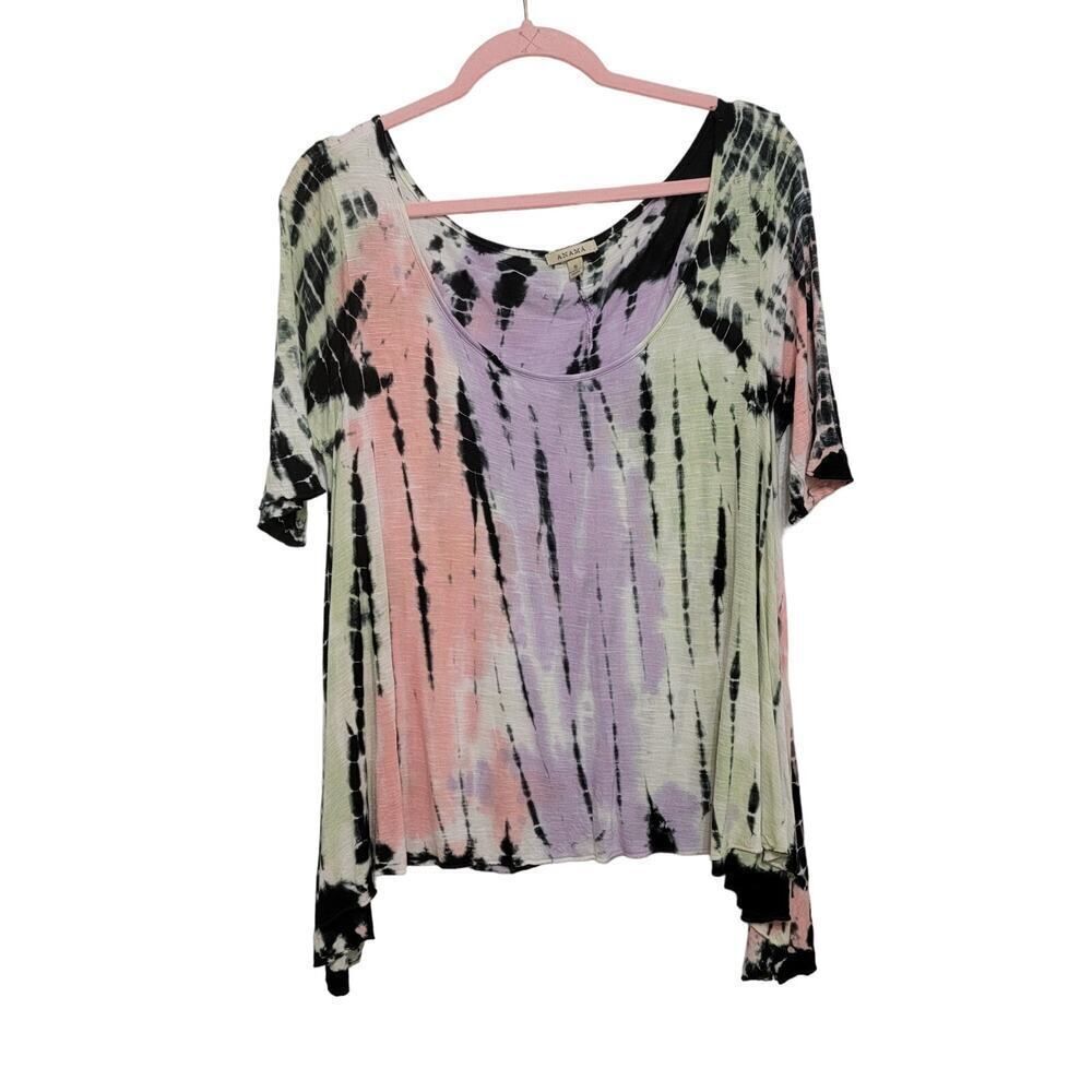 Viscose Scoop Neck Tie Dye Top